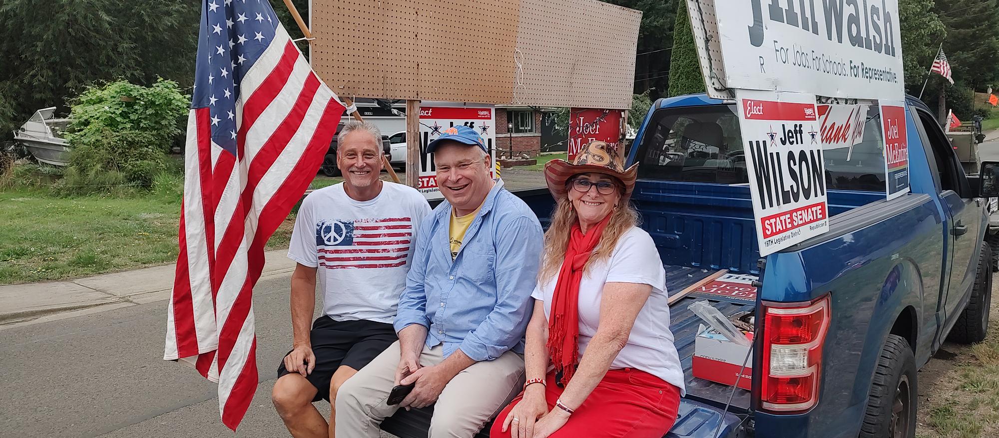 Pattie Gray with neighbors in Pacific County, Washington